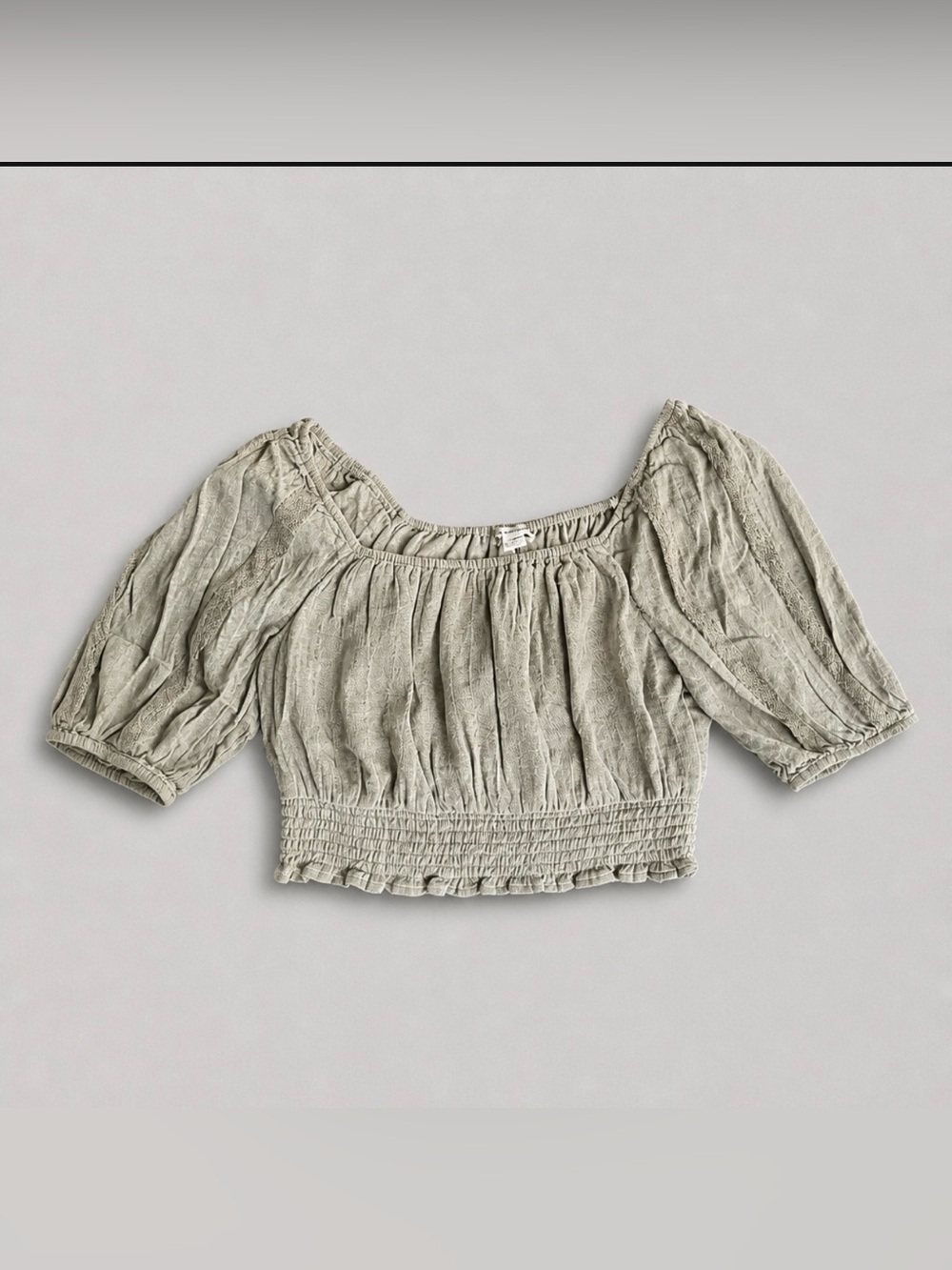 American Eagle Outfitters Sage Smocked Crop Top